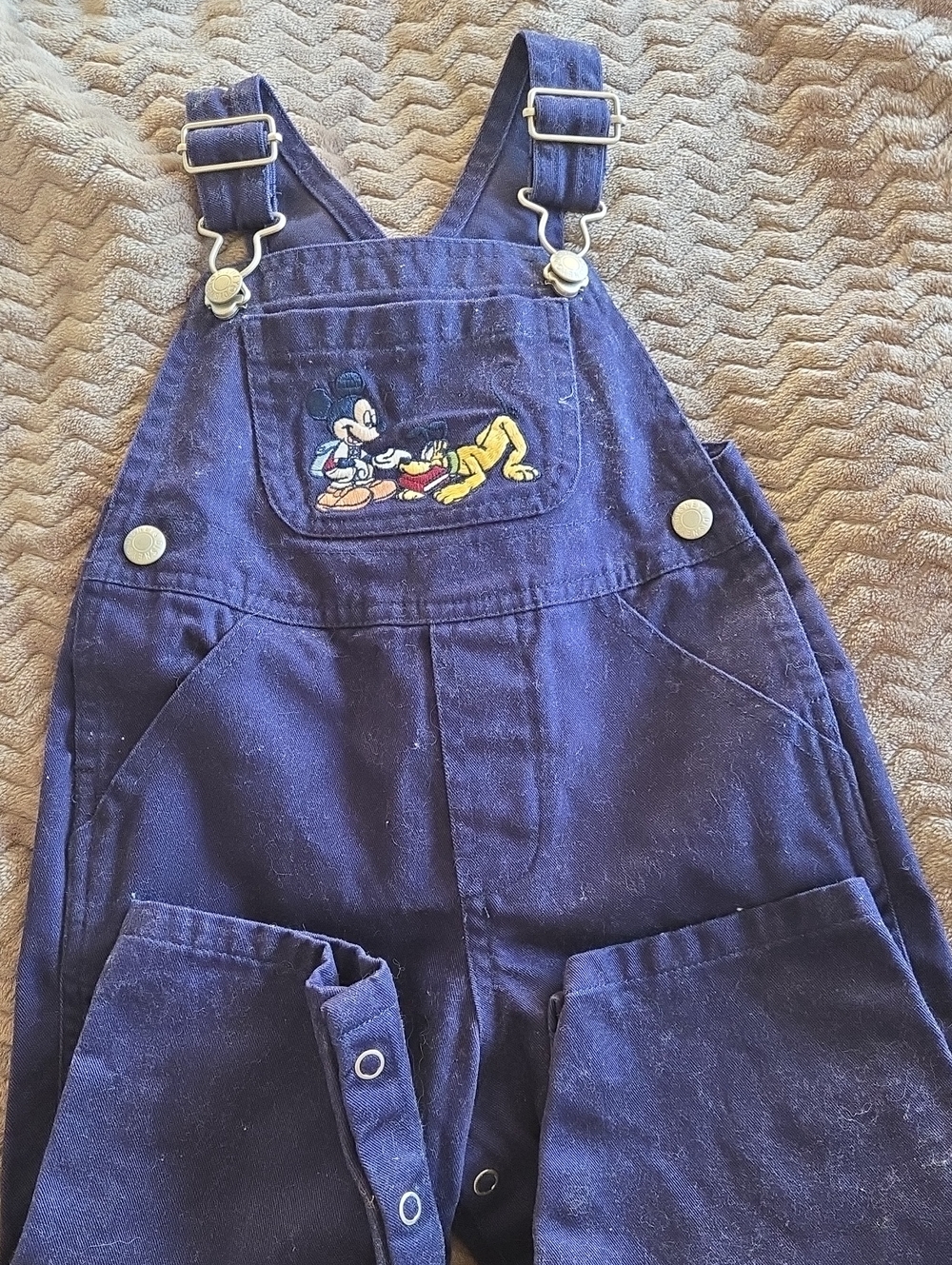 Disney Navy Corduroy Overalls with Mickey & Pluto Patch 12M